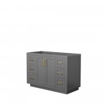 48 Inch Single Bathroom Vanity in Dark Gray, No Countertop, No Sink, Gold Trim