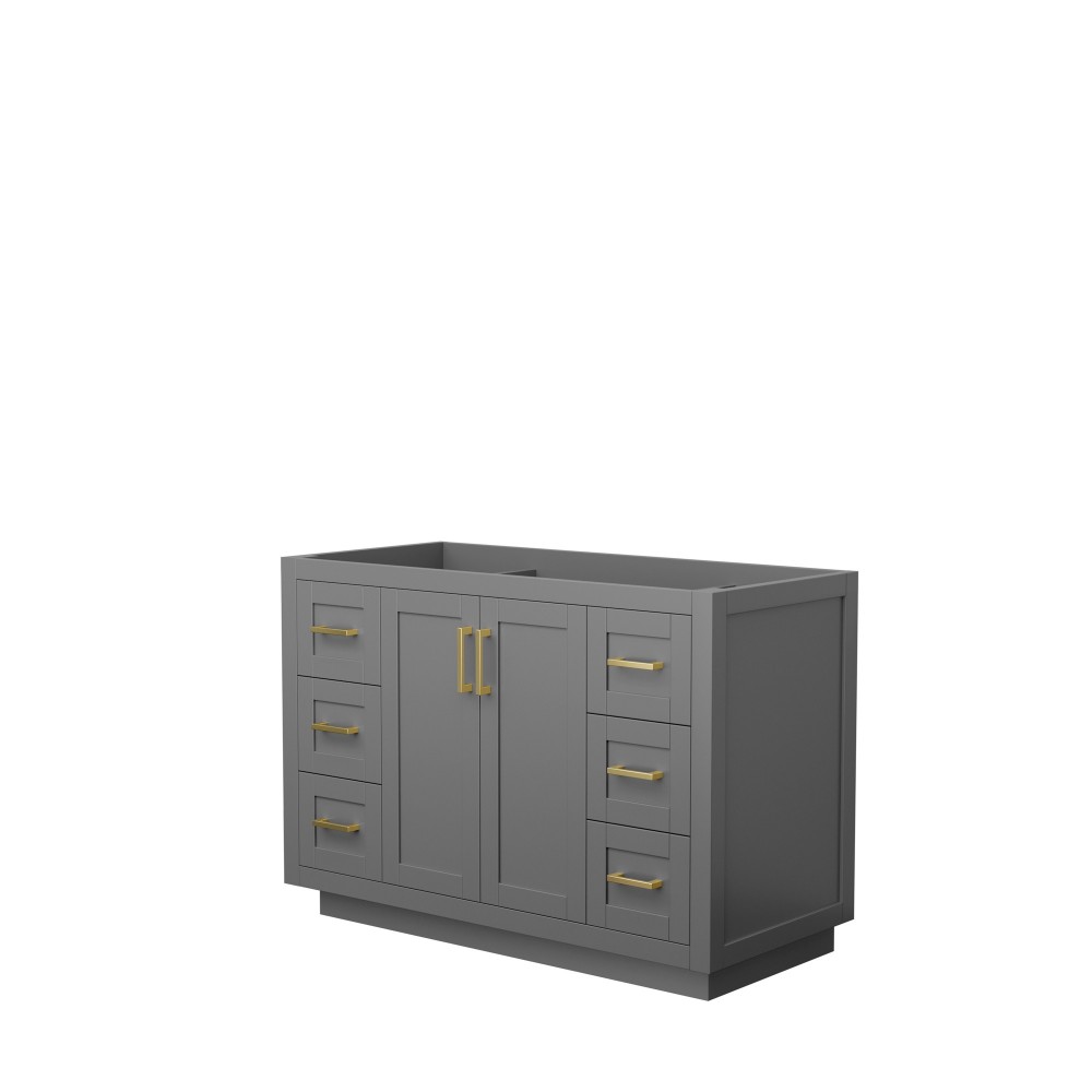48 Inch Single Bathroom Vanity in Dark Gray, No Countertop, No Sink, Gold Trim