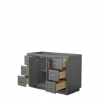 48 Inch Single Bathroom Vanity in Dark Gray, No Countertop, No Sink, Gold Trim