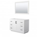 48 Inch Single Bathroom Vanity in White, No Countertop, No Sink, Black Trim, 46 Inch Mirror