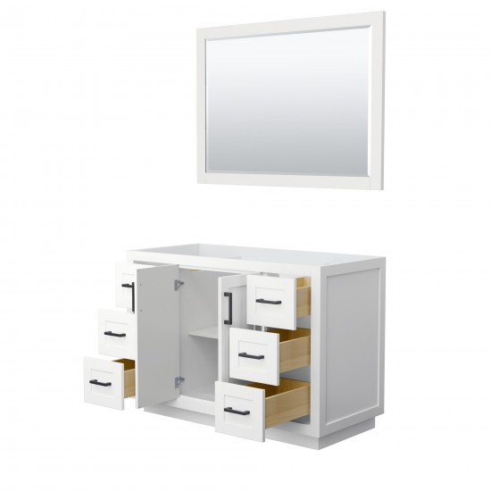 48 Inch Single Bathroom Vanity in White, No Countertop, No Sink, Black Trim, 46 Inch Mirror