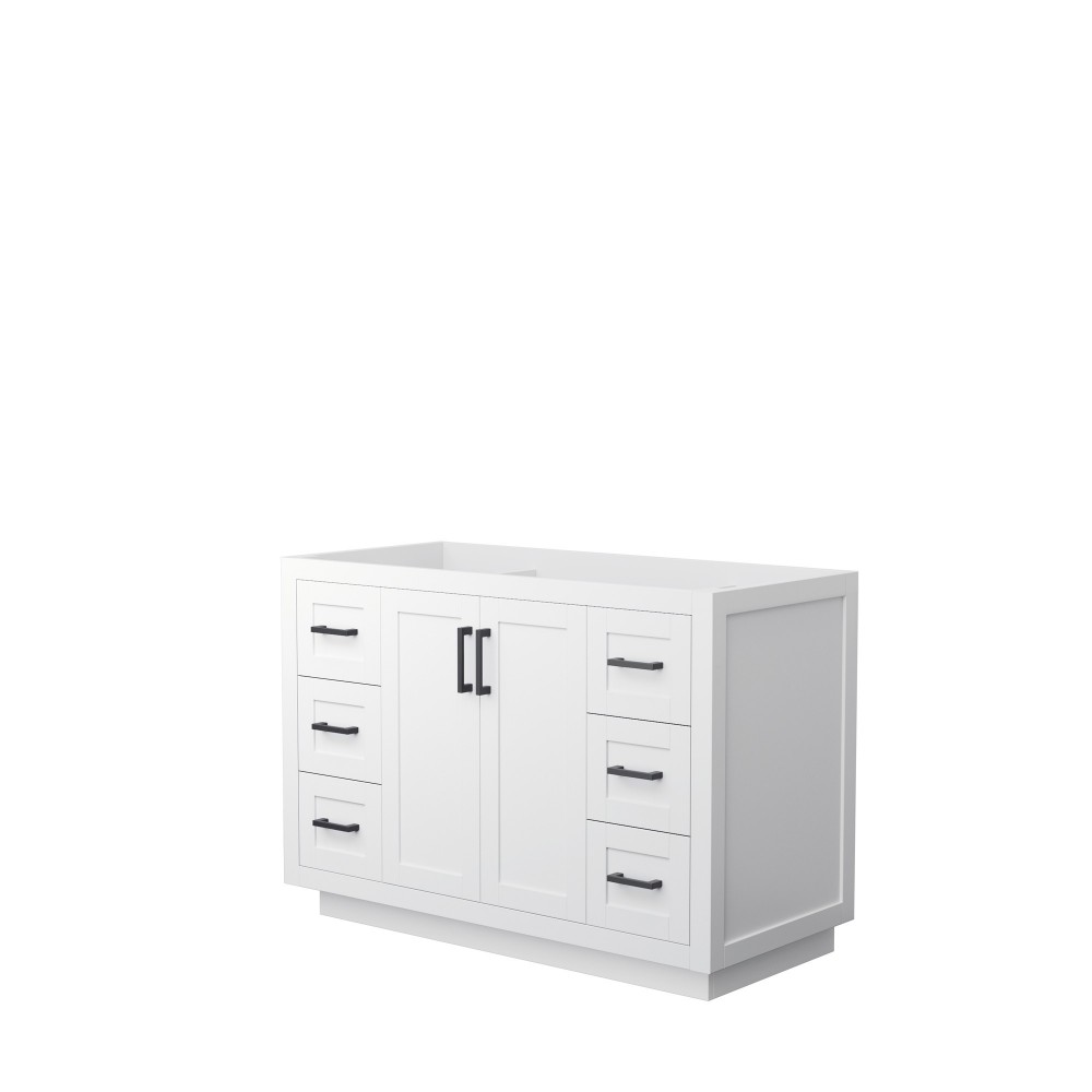 48 Inch Single Bathroom Vanity in White, No Countertop, No Sink, Black Trim