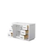 48 Inch Single Bathroom Vanity in White, No Countertop, No Sink, Black Trim