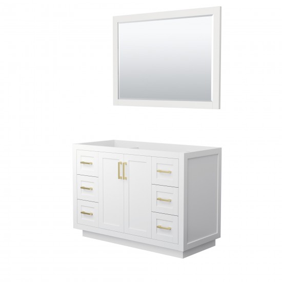 48 Inch Single Bathroom Vanity in White, No Countertop, No Sink, Gold Trim, 46 Inch Mirror