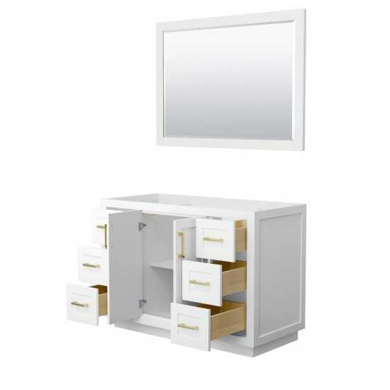 48 Inch Single Bathroom Vanity in White, No Countertop, No Sink, Gold Trim, 46 Inch Mirror