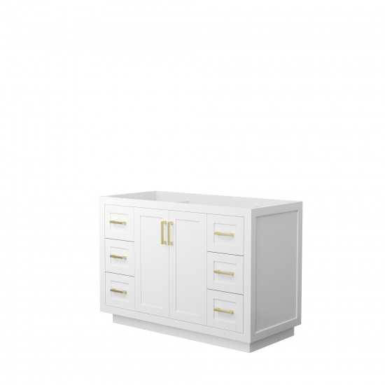 48 Inch Single Bathroom Vanity in White, No Countertop, No Sink, Gold Trim