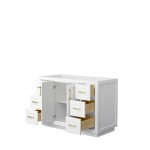 48 Inch Single Bathroom Vanity in White, No Countertop, No Sink, Gold Trim