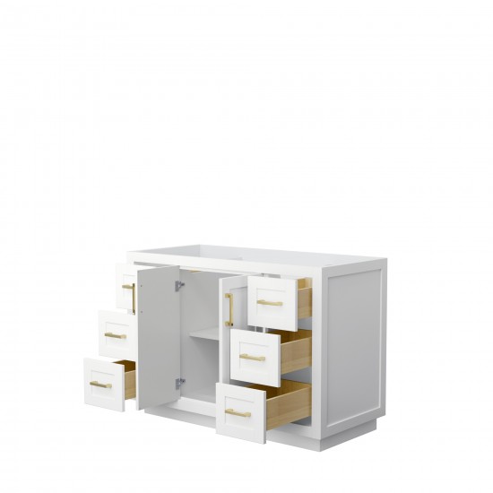 48 Inch Single Bathroom Vanity in White, No Countertop, No Sink, Gold Trim