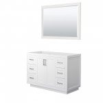 48 Inch Single Bathroom Vanity in White, No Countertop, No Sink, Nickel Trim, 46 Inch Mirror