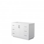 48 Inch Single Bathroom Vanity in White, No Countertop, No Sink, Nickel Trim