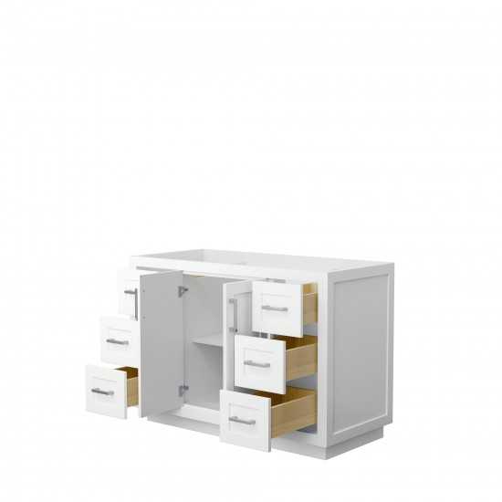 48 Inch Single Bathroom Vanity in White, No Countertop, No Sink, Nickel Trim