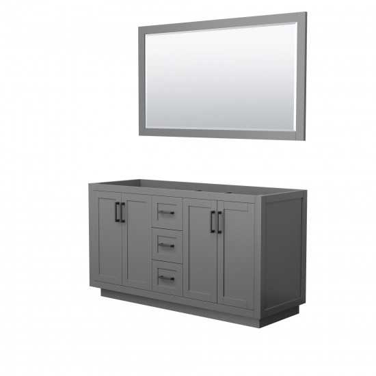 60 Inch Double Bathroom Vanity in Dark Gray, No Countertop, No Sink, Black Trim, 58 Inch Mirror