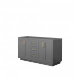 60 Inch Double Bathroom Vanity in Dark Gray, No Countertop, No Sink, Gold Trim