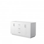 60 Inch Double Bathroom Vanity in White, No Countertop, No Sink, Nickel Trim