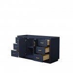 60 Inch Single Bathroom Vanity in Dark Blue, No Countertop, No Sink, Gold Trim