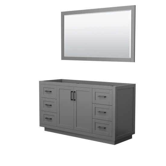 60 Inch Single Bathroom Vanity in Dark Gray, No Countertop, No Sink, Black Trim, 58 Inch Mirror