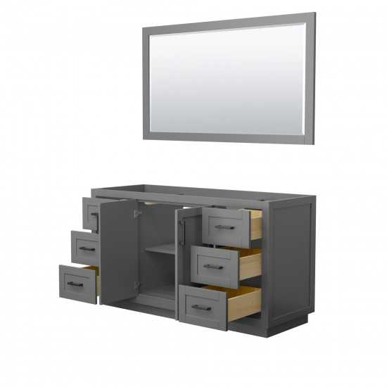 60 Inch Single Bathroom Vanity in Dark Gray, No Countertop, No Sink, Black Trim, 58 Inch Mirror