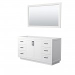 60 Inch Single Bathroom Vanity in White, No Countertop, No Sink, Black Trim, 58 Inch Mirror