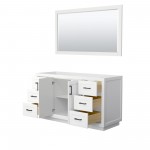 60 Inch Single Bathroom Vanity in White, No Countertop, No Sink, Black Trim, 58 Inch Mirror