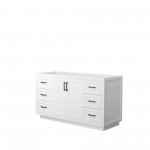60 Inch Single Bathroom Vanity in White, No Countertop, No Sink, Black Trim