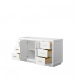 60 Inch Single Bathroom Vanity in White, No Countertop, No Sink, Gold Trim