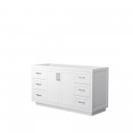 60 Inch Single Bathroom Vanity in White, No Countertop, No Sink, Nickel Trim