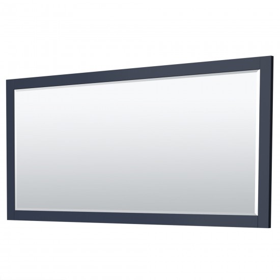 72 Inch Double Bathroom Vanity in Dark Blue, No Countertop, No Sink, Black Trim, 70 Inch Mirror