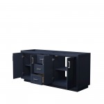 72 Inch Double Bathroom Vanity in Dark Blue, No Countertop, No Sink, Nickel Trim