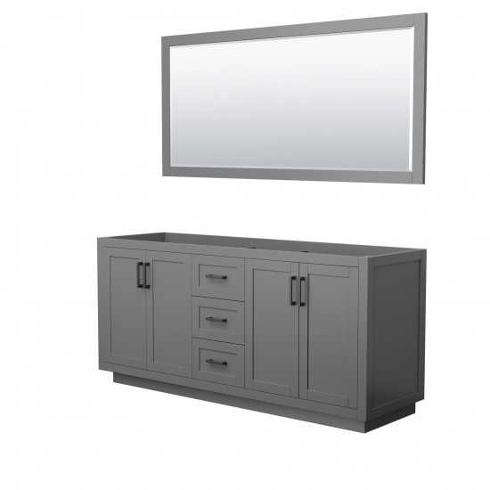 72 Inch Double Bathroom Vanity in Dark Gray, No Countertop, No Sink, Black Trim, 70 Inch Mirror