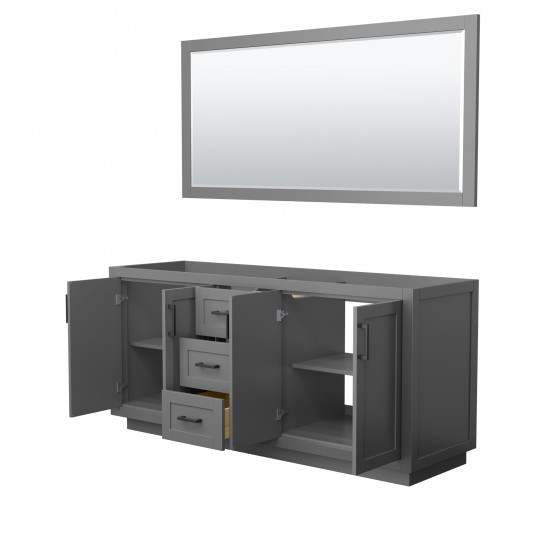 72 Inch Double Bathroom Vanity in Dark Gray, No Countertop, No Sink, Black Trim, 70 Inch Mirror