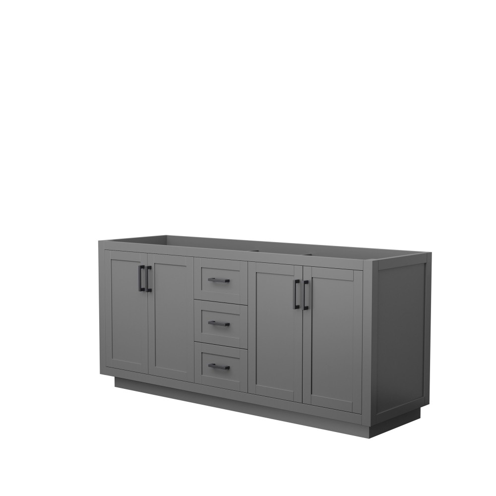 72 Inch Double Bathroom Vanity in Dark Gray, No Countertop, No Sink, Black Trim