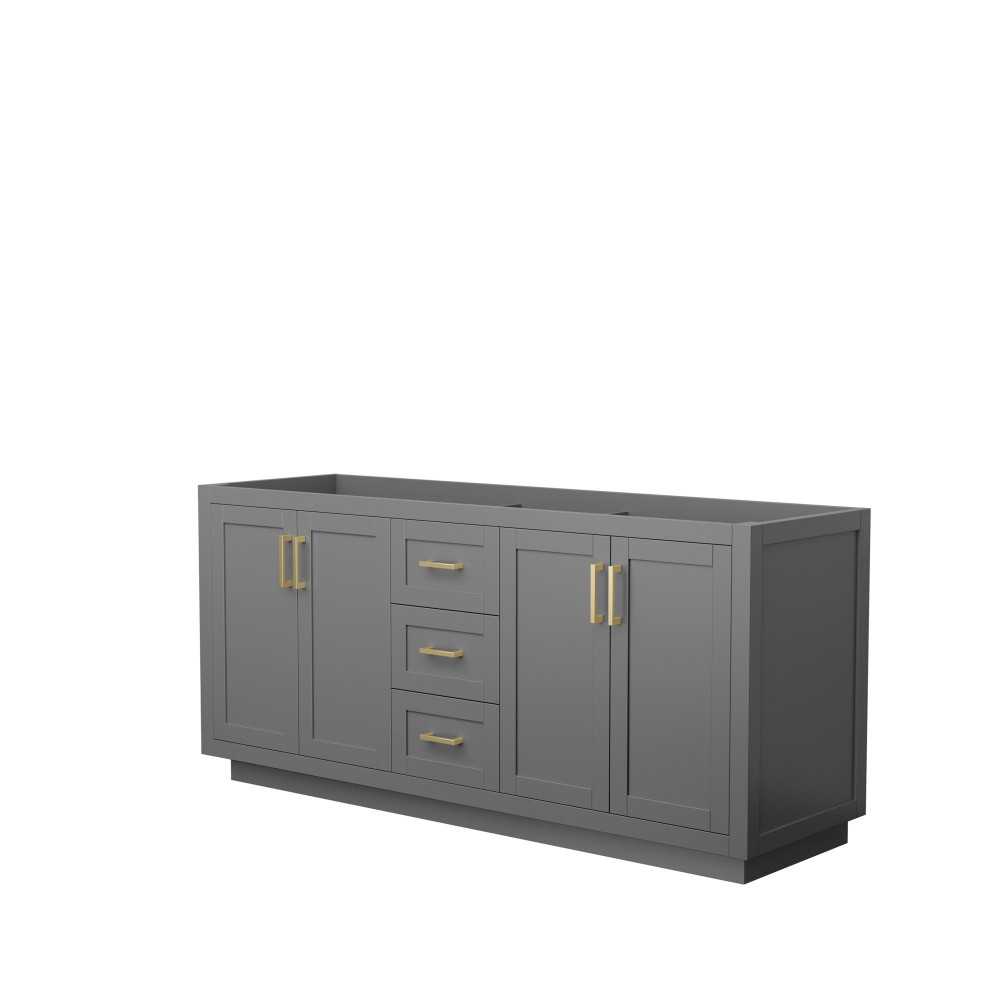 72 Inch Double Bathroom Vanity in Dark Gray, No Countertop, No Sink, Gold Trim