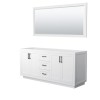 72 Inch Double Bathroom Vanity in White, No Countertop, No Sink, Black Trim, 70 Inch Mirror