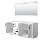 72 Inch Double Bathroom Vanity in White, No Countertop, No Sink, Black Trim, 70 Inch Mirror