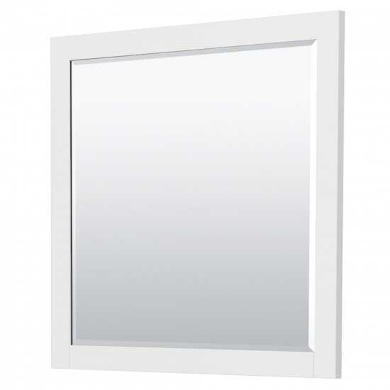 36 Inch Single Bathroom Vanity in White, White Carrara Marble Countertop, Sink, Nickel Trim, 34 Inch Mirror