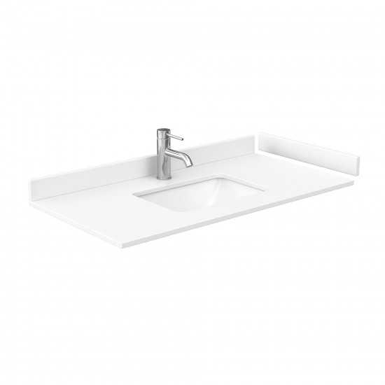 42 Inch Single Bathroom Vanity in Dark Blue, White Cultured Marble Countertop, Sink, Black Trim, 34 Inch Mirror