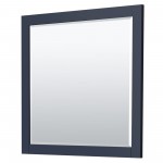 42 Inch Single Bathroom Vanity in Dark Blue, White Cultured Marble Countertop, Sink, Black Trim, 34 Inch Mirror