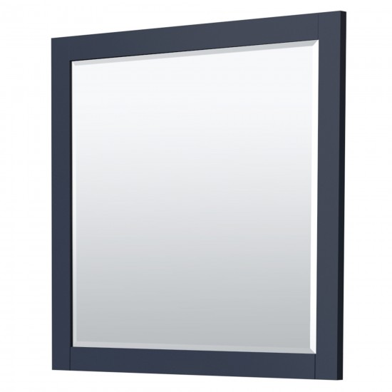 42 Inch Single Bathroom Vanity in Dark Blue, White Cultured Marble Countertop, Sink, Black Trim, 34 Inch Mirror