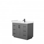 42 Inch Single Bathroom Vanity in Dark Gray, Light-Vein Carrara Cultured Marble Countertop, Sink, Black Trim