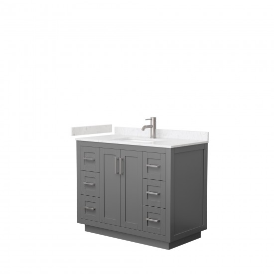 42 Inch Single Bathroom Vanity in Dark Gray, Light-Vein Carrara Cultured Marble Countertop, Sink, Nickel Trim