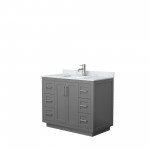 42 Inch Single Bathroom Vanity in Dark Gray, White Carrara Marble Countertop, Sink, Nickel Trim