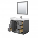 42 Inch Single Bathroom Vanity in Dark Gray, White Cultured Marble Countertop, Sink, Nickel Trim, 34 Inch Mirror