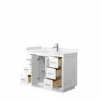 42 Inch Single Bathroom Vanity in White, Light-Vein Carrara Cultured Marble Countertop, Sink, Nickel Trim