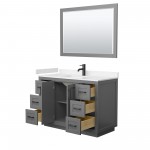 48 Inch Single Bathroom Vanity in Dark Gray, Light-Vein Carrara Cultured Marble Countertop, Sink, Black Trim, 46 Inch Mirror