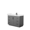 48 Inch Single Bathroom Vanity in Dark Gray, Light-Vein Carrara Cultured Marble Countertop, Sink, Black Trim