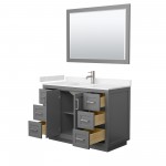 48 Inch Single Bathroom Vanity in Dark Gray, Light-Vein Carrara Cultured Marble Countertop, Sink, Nickel Trim, 46 Inch Mirror