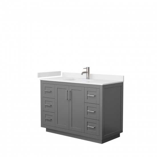 48 Inch Single Bathroom Vanity in Dark Gray, White Cultured Marble Countertop, Sink, Nickel Trim