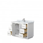 48 Inch Single Bathroom Vanity in White, White Carrara Marble Countertop, Sink, Nickel Trim