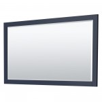 60 Inch Double Bathroom Vanity in Dark Blue, Light-Vein Carrara Cultured Marble Countertop, Sinks, Gold Trim, 58 Inch Mirror