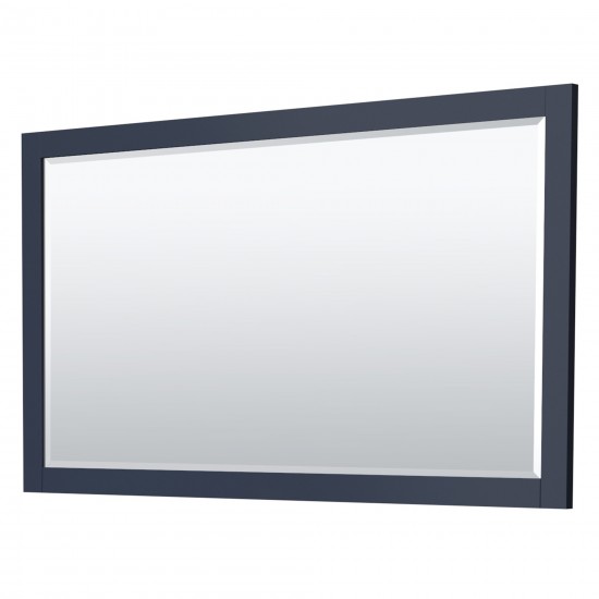 60 Inch Double Bathroom Vanity in Dark Blue, Light-Vein Carrara Cultured Marble Countertop, Sinks, Gold Trim, 58 Inch Mirror